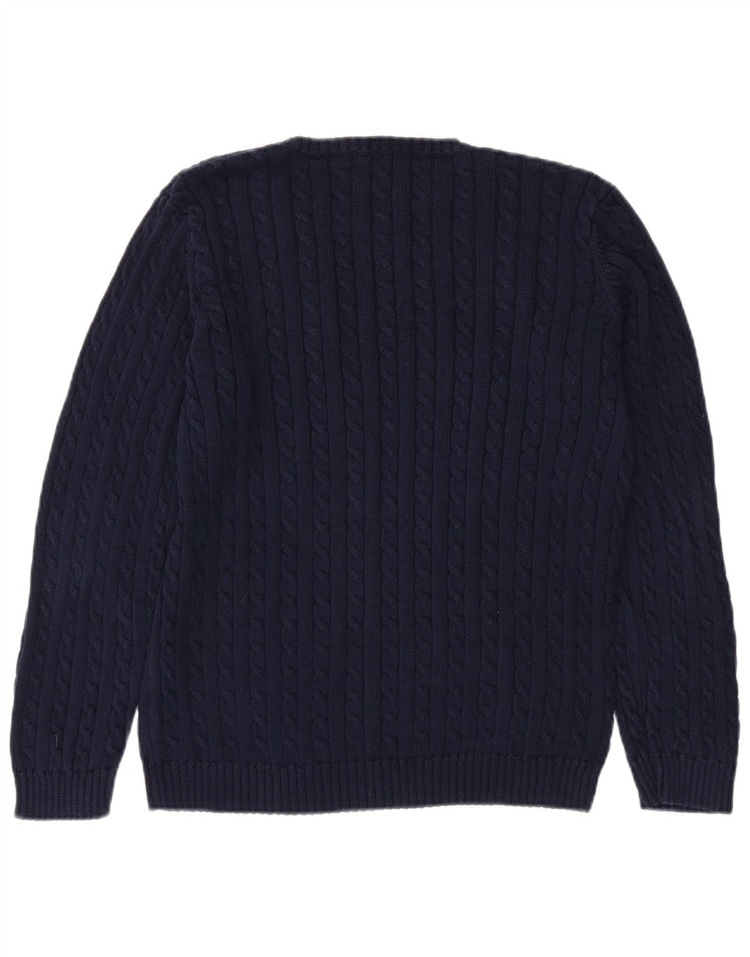 RALPH LAUREN Womens V-Neck Jumper Sweater UK 18 XL Navy Blue Cotton Vintage Ralph Lauren and Second-Hand Ralph Lauren from Messina Hembry 