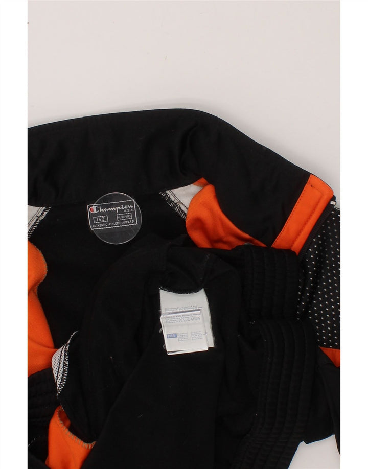 CHAMPION Boys Graphic Tracksuit Top Jacket 11-12 Years Black Colourblock Vintage Champion and Second-Hand Champion from Messina Hembry 