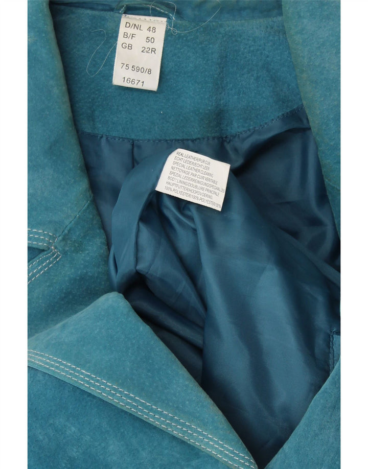 Jachetă pentru femei VINTAGE din piele intoarsa cu 4 nasturi UK 22 3XL Piele albastra