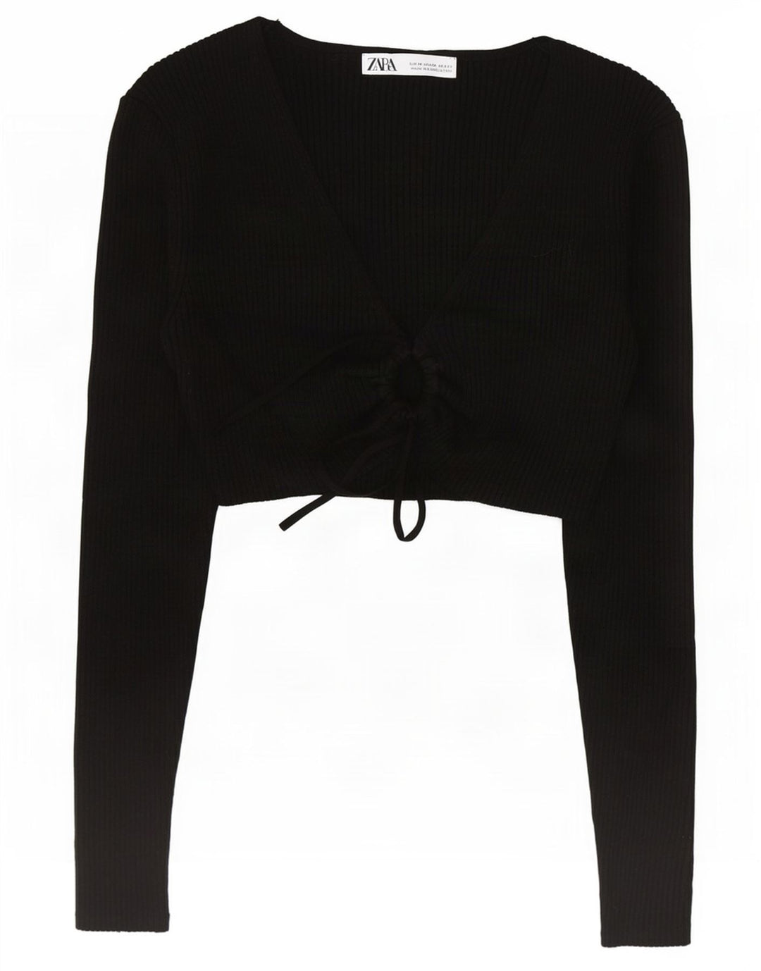Crop Top cu mânecă lungă pentru femei Zara UK 12 Medium Black Viscose
