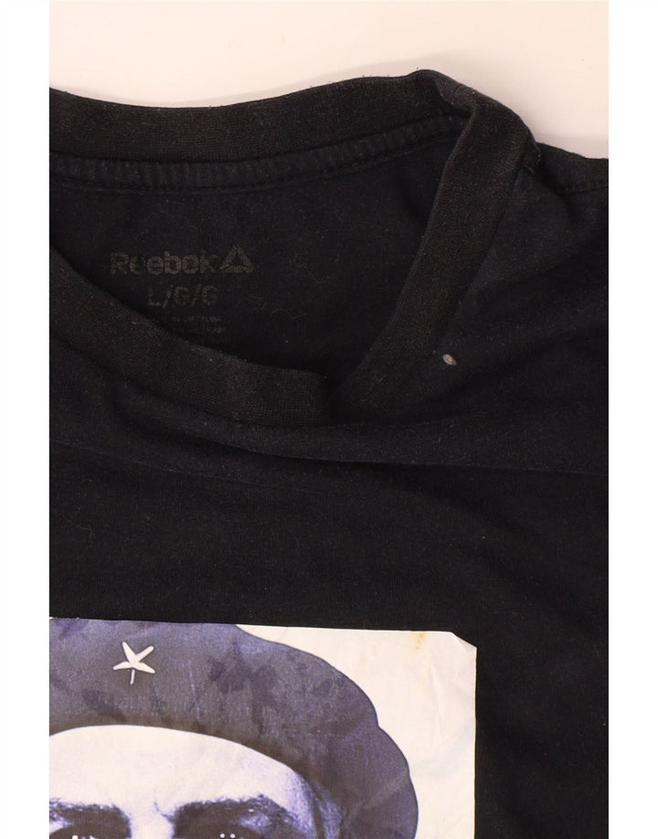 Tricou grafic Reebok pentru bărbați Top mare din bumbac negru