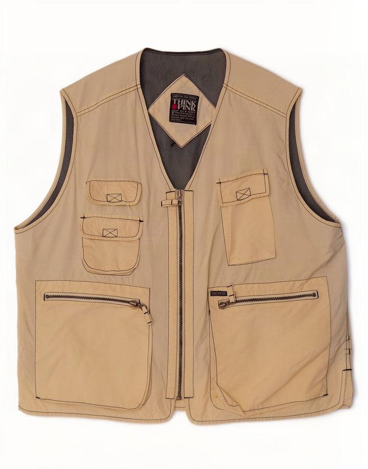 Gilet utilitar pentru bărbați Think Pink UK 42 XL Bej