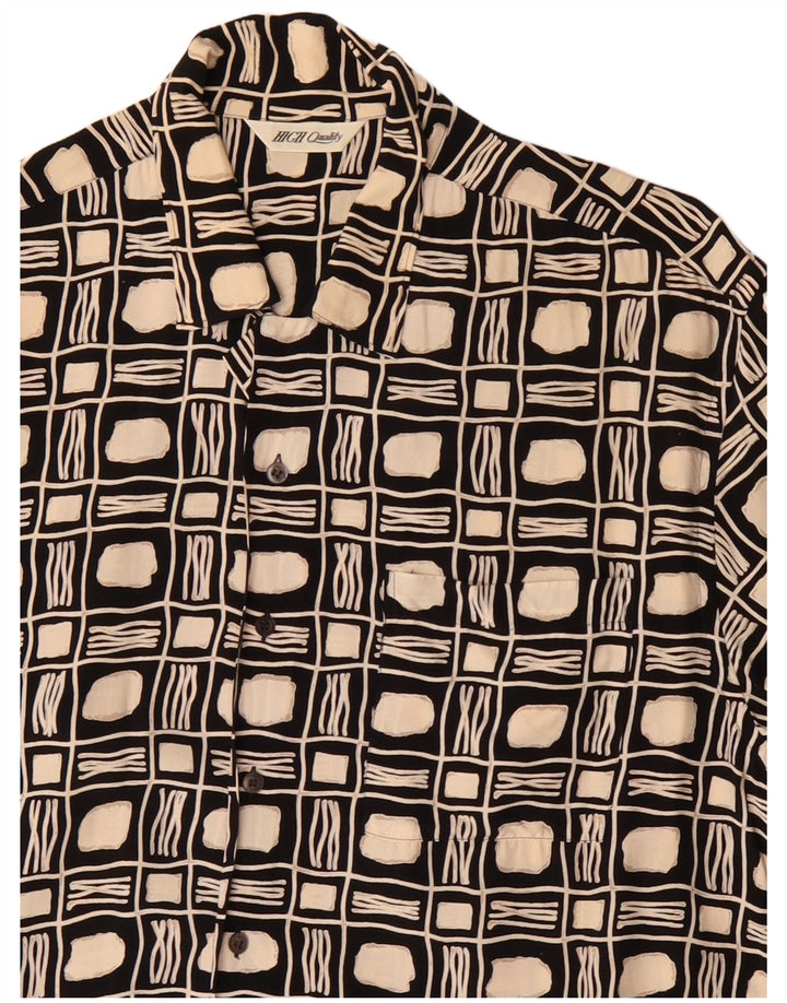 Cămașă Vintage pentru bărbați cu mânecă scurtă, mare, neagră, geometrică