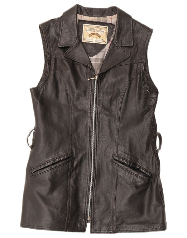 Gilet din piele vintage pentru femei UK 14, mare, neagră