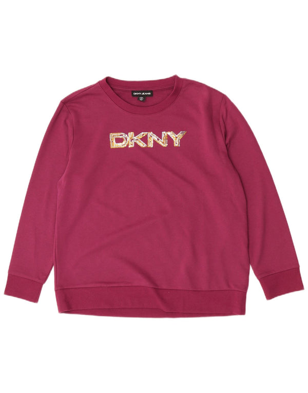 Dkny Pulover cu grafic pentru femei UK 14 Bumbac violet mediu