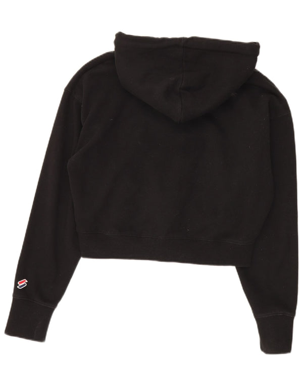 Jumper Superdry pentru damă, supradimensionat, cu grafic Crop, cu glugă, UK 12, mediu negru