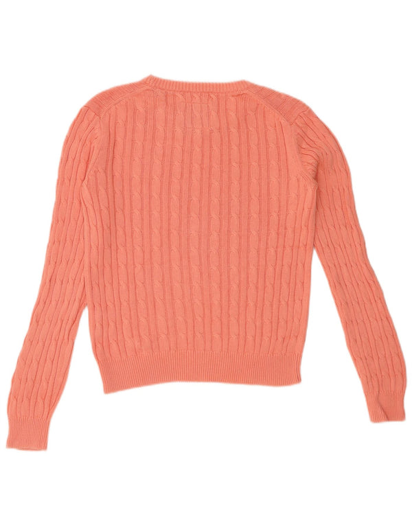 JACK WILLS Pulover crop pentru femei cu gâtul turnat, bumbac roz mic UK 10