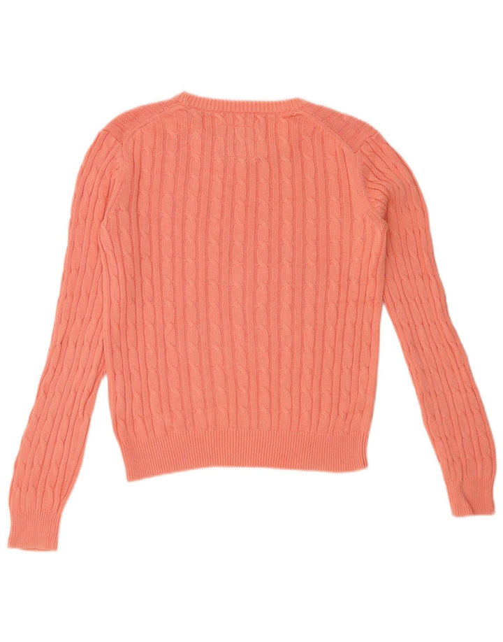 JACK WILLS Pulover crop pentru femei cu gâtul turnat, bumbac roz mic UK 10