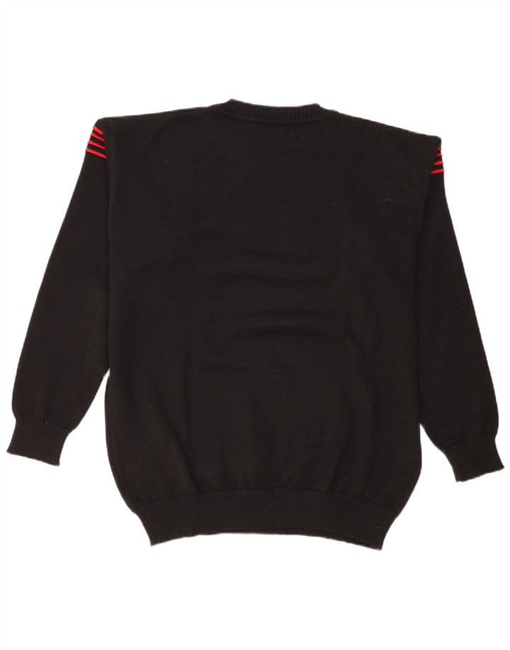 Pulover vintage pentru bărbați cu gât roșu, Marea Britanie 38/40, cu dungi negre medii