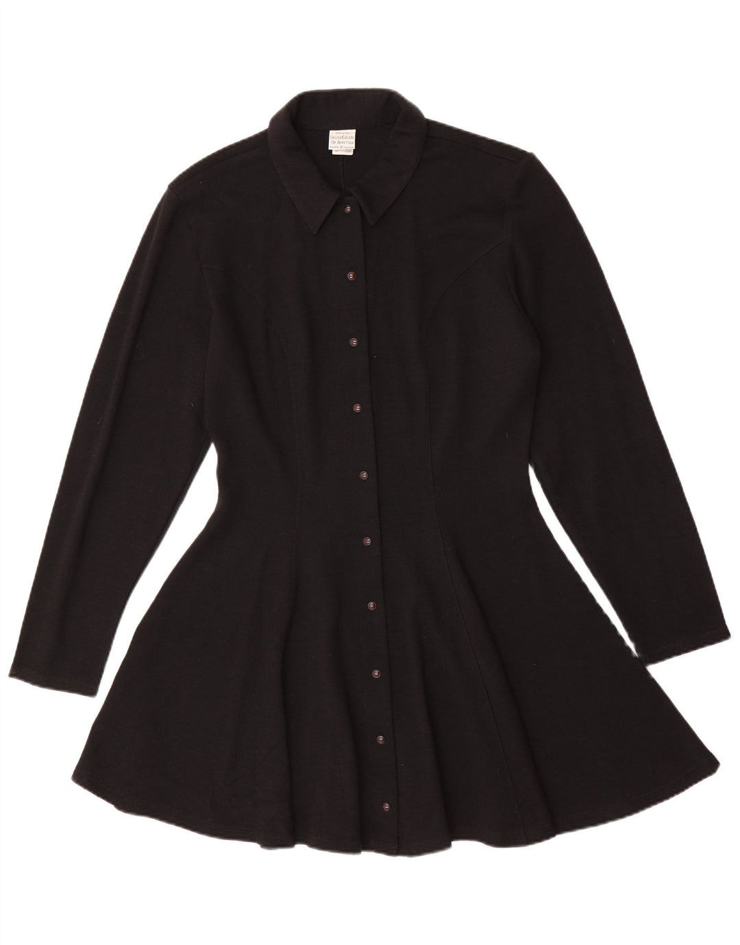 Rochie cămașă din tricot pentru femei Benetton UK 14 Lână neagră medie