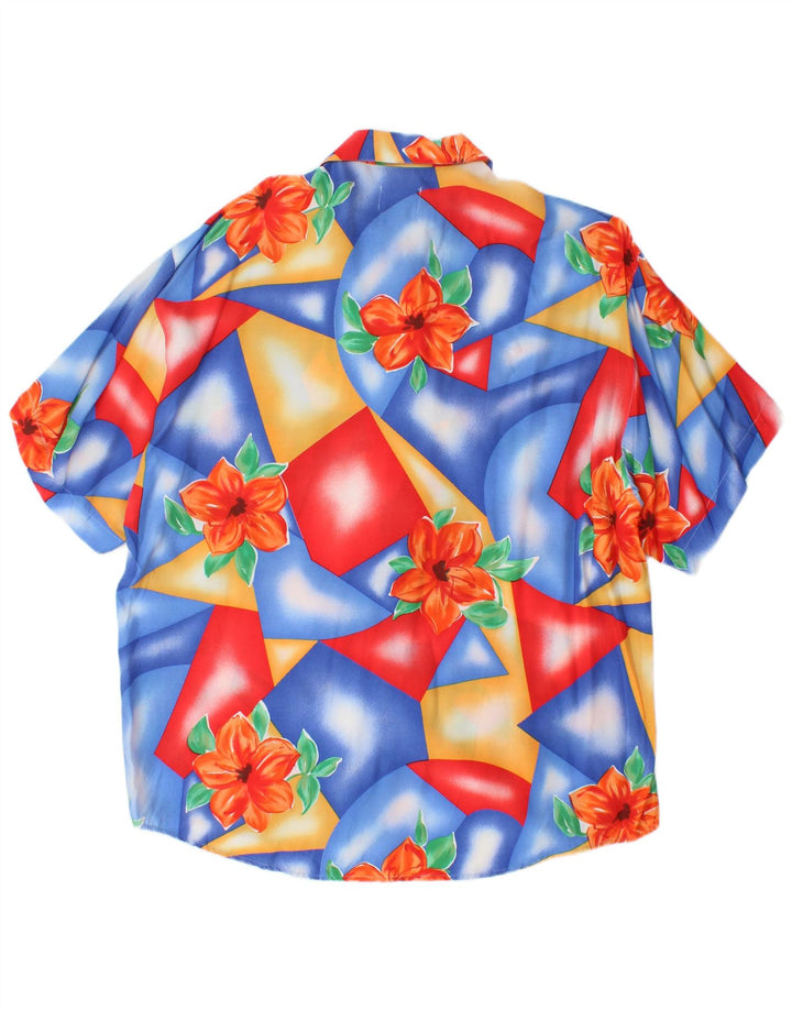 Cămașă Benetton cu mânecă scurtă pentru bărbați, vâscoză florală, multicoloră, medie