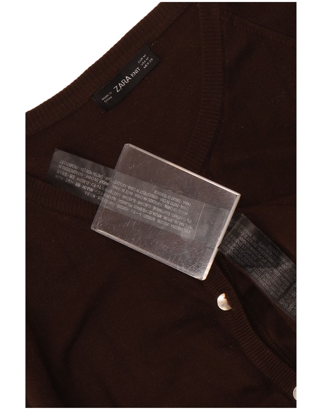 Pulover cardigan pentru femei Zara UK 12, viscoză maro medie
