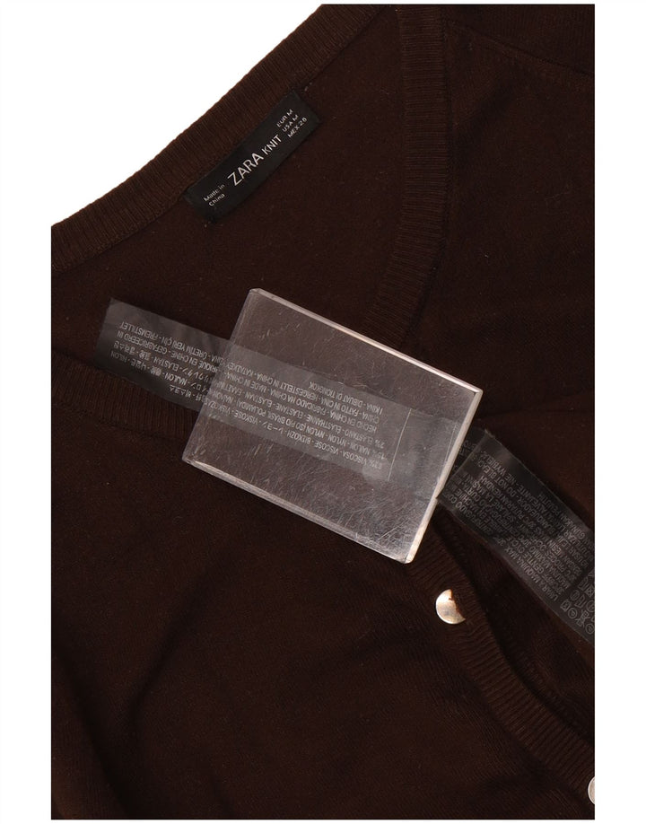 Pulover cardigan pentru femei Zara UK 12, viscoză maro medie