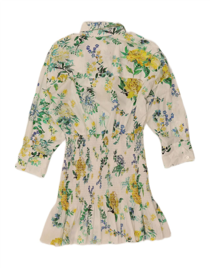 Rochie cămașă cu mâneci 3/4 pentru femei ZARA UK 10 Mic, alb, floral