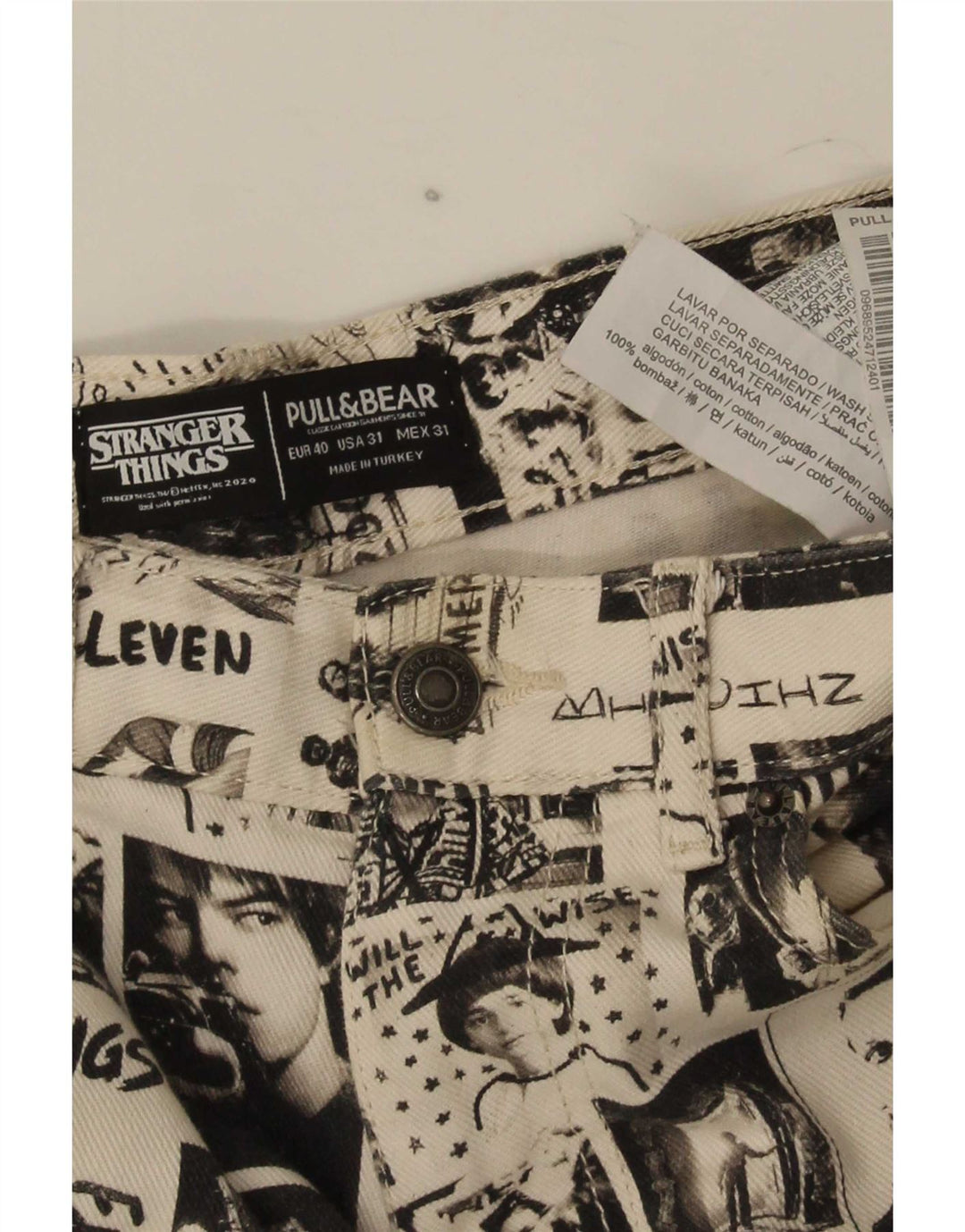 Blugi drepți pentru bărbați Pull & Bear EU 40 Medium L31 L29 Alb catifelat
