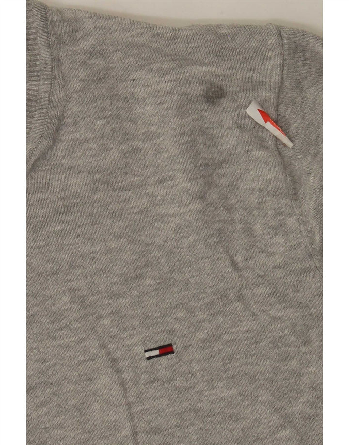 Pulover Tommy Hilfiger pentru bărbați, cu croială normală, cu decolteu, mic, gri, bumbac