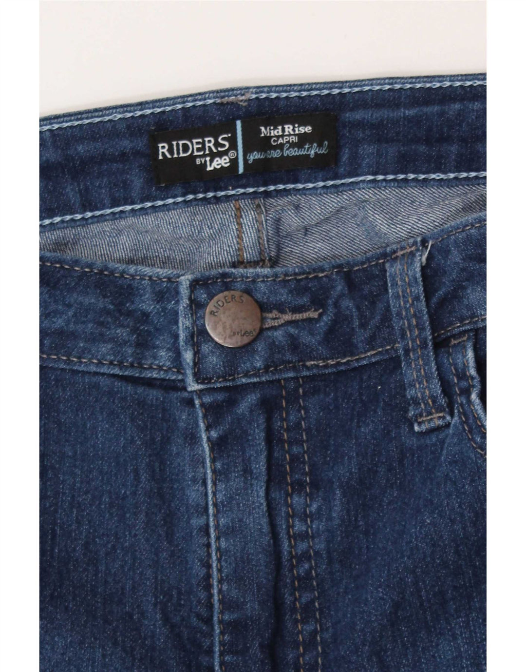Blugi Capri pentru femei cu talie medie W32 L21 albastru
