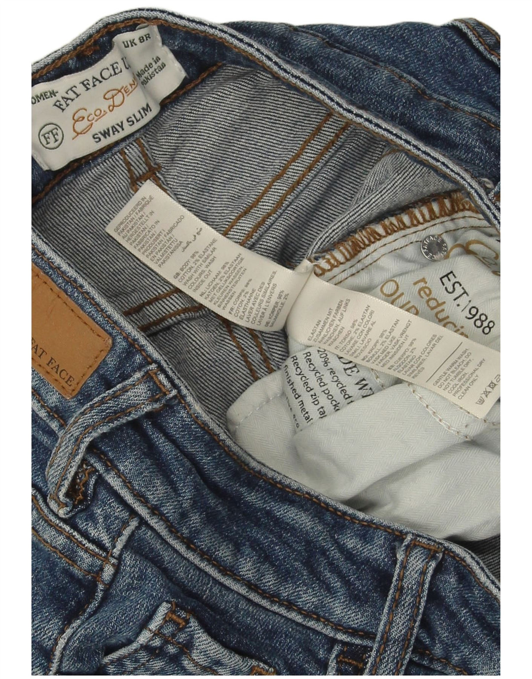 Fat Face Blugi Sway Slim pentru femei UK 8 Small W26 L27 Blue Bumbac