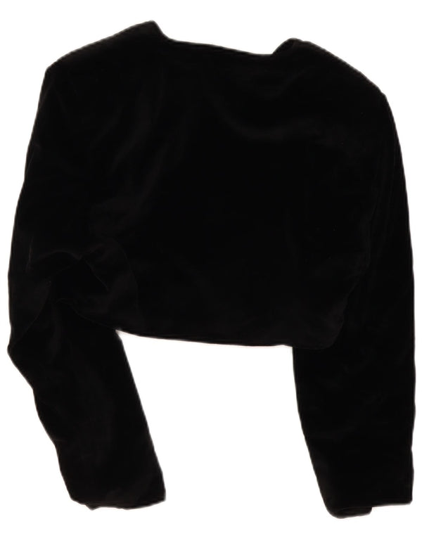 Jachetă Bolero Vintage pentru femei din catifea UK 14 Medium Black Floral Bumbac