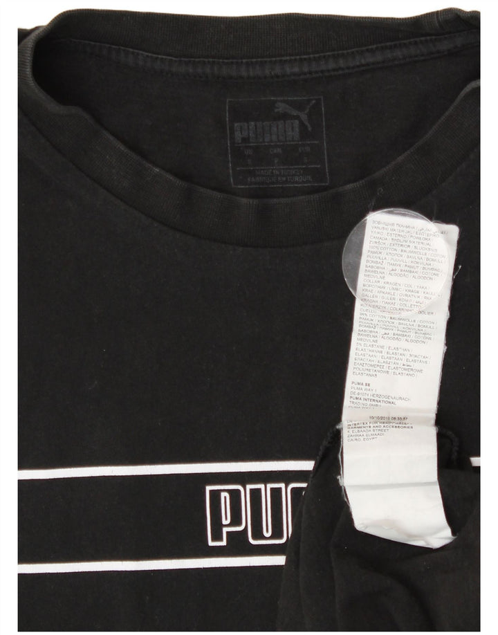 Tricou grafic Puma pentru bărbați Top mic, negru, bumbac cu dungi