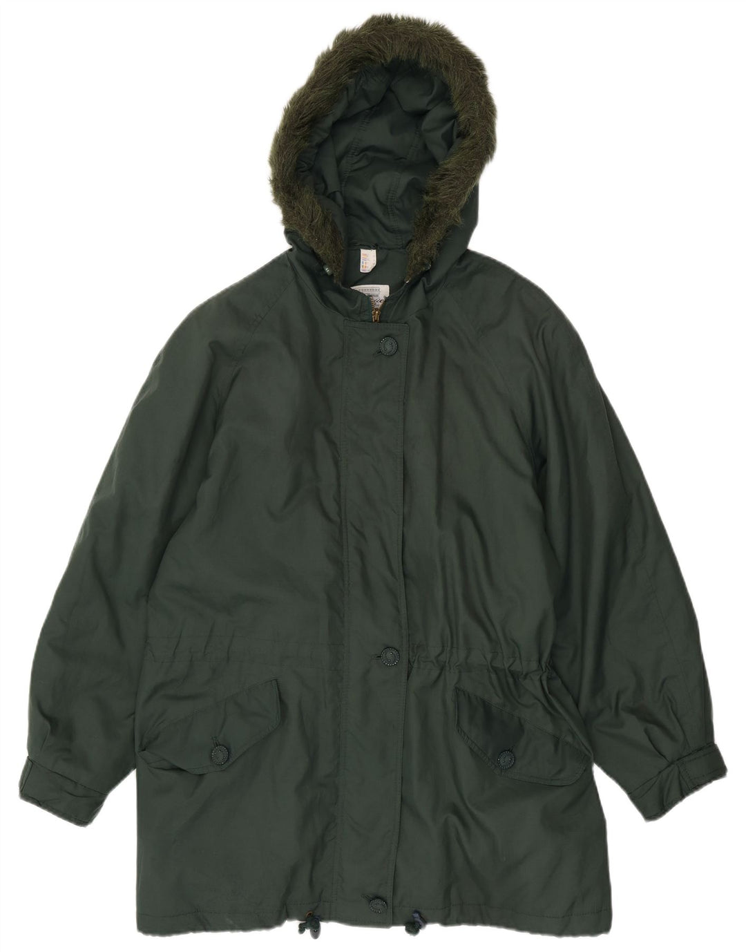 Jachetă Parka cu glugă Vintage pentru femei UK 20 2XL Poliester verde