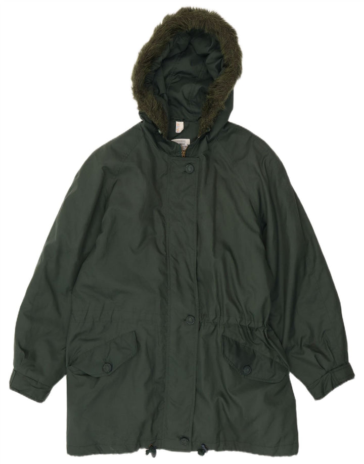 Jachetă Parka cu glugă Vintage pentru femei UK 20 2XL Poliester verde