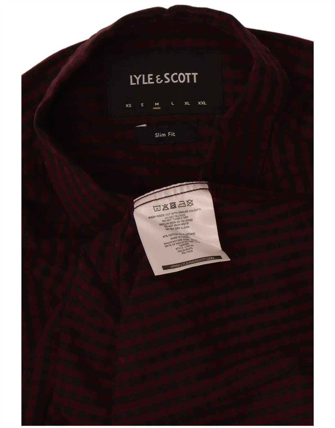 Cămașă pentru bărbați Lyle & Scott Slim Fit Bumbac Vichy Burgundy mediu
