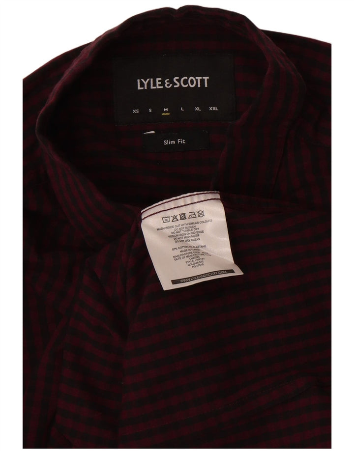 Cămașă pentru bărbați Lyle & Scott Slim Fit Bumbac Vichy Burgundy mediu