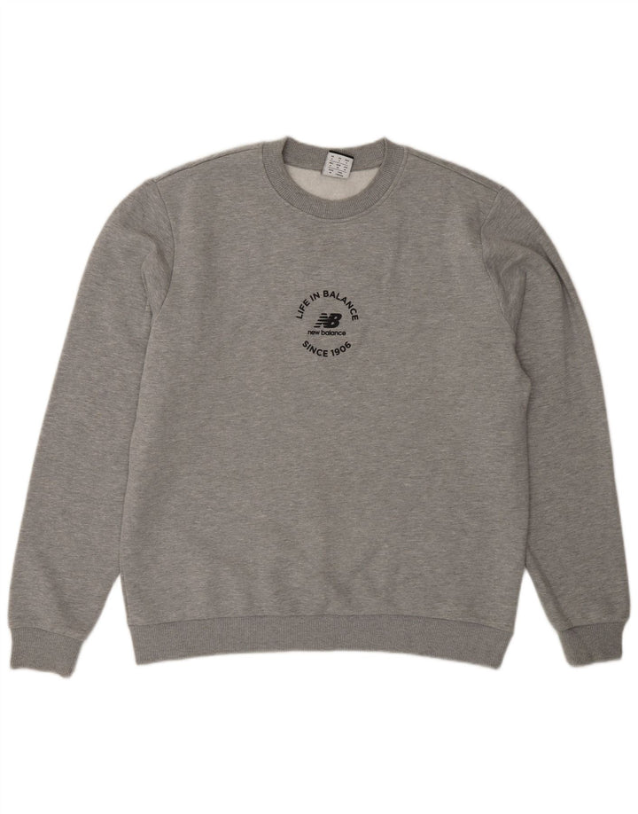 Hanorac grafic pentru bărbați New Balance Jumper mic, gri, bumbac
