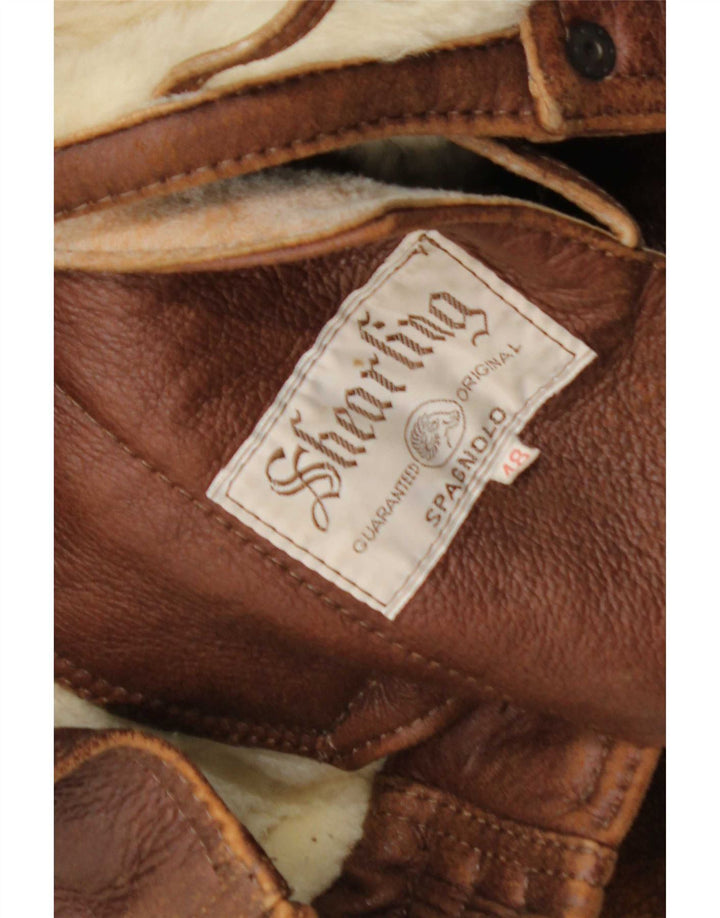 Jachetă vintage pentru bărbați din shearling IT 48 Maro Mediu