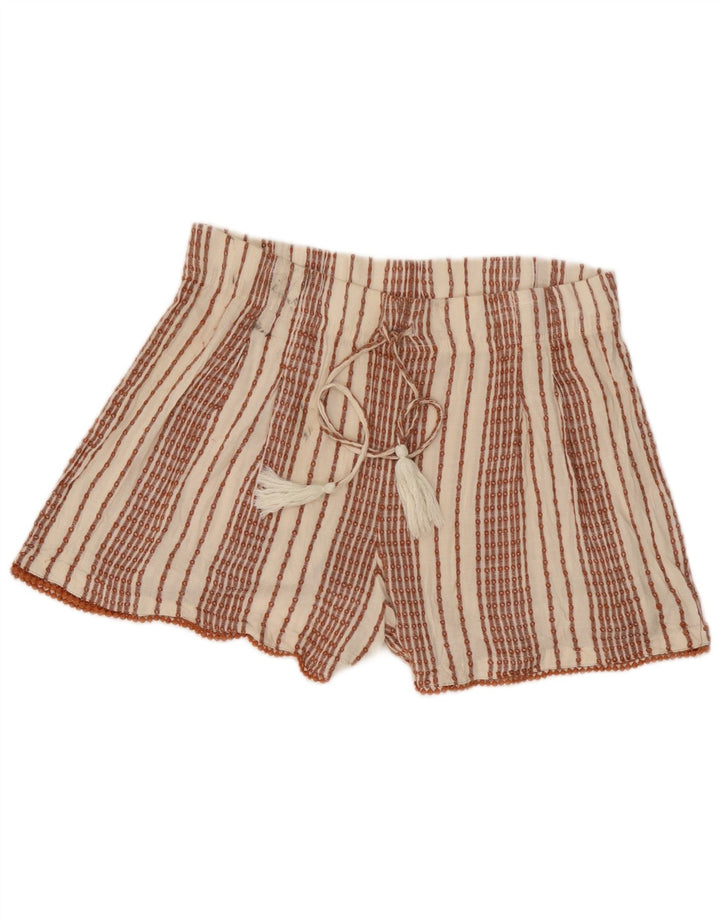Marks & Spencer Pantaloni scurți pentru femei UK 12 Medium W32 White Striped Viscose