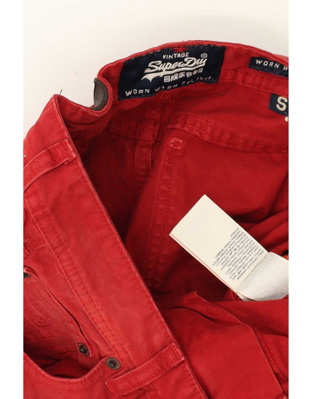 Pantaloni scurți din blugi pentru bărbați Superdry, mici W29, bumbac roșu
