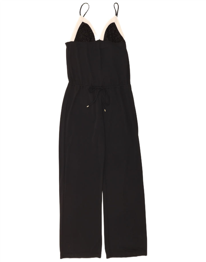 Salopetă vintage pentru femei UK 10, negru, poliester color block