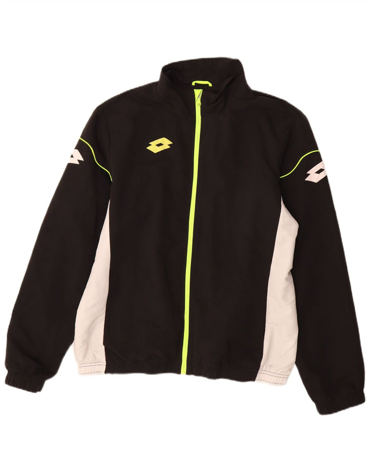 Jachetă de trening grafică pentru bărbați Lotto, negru mediu, poliester bloc de culoare