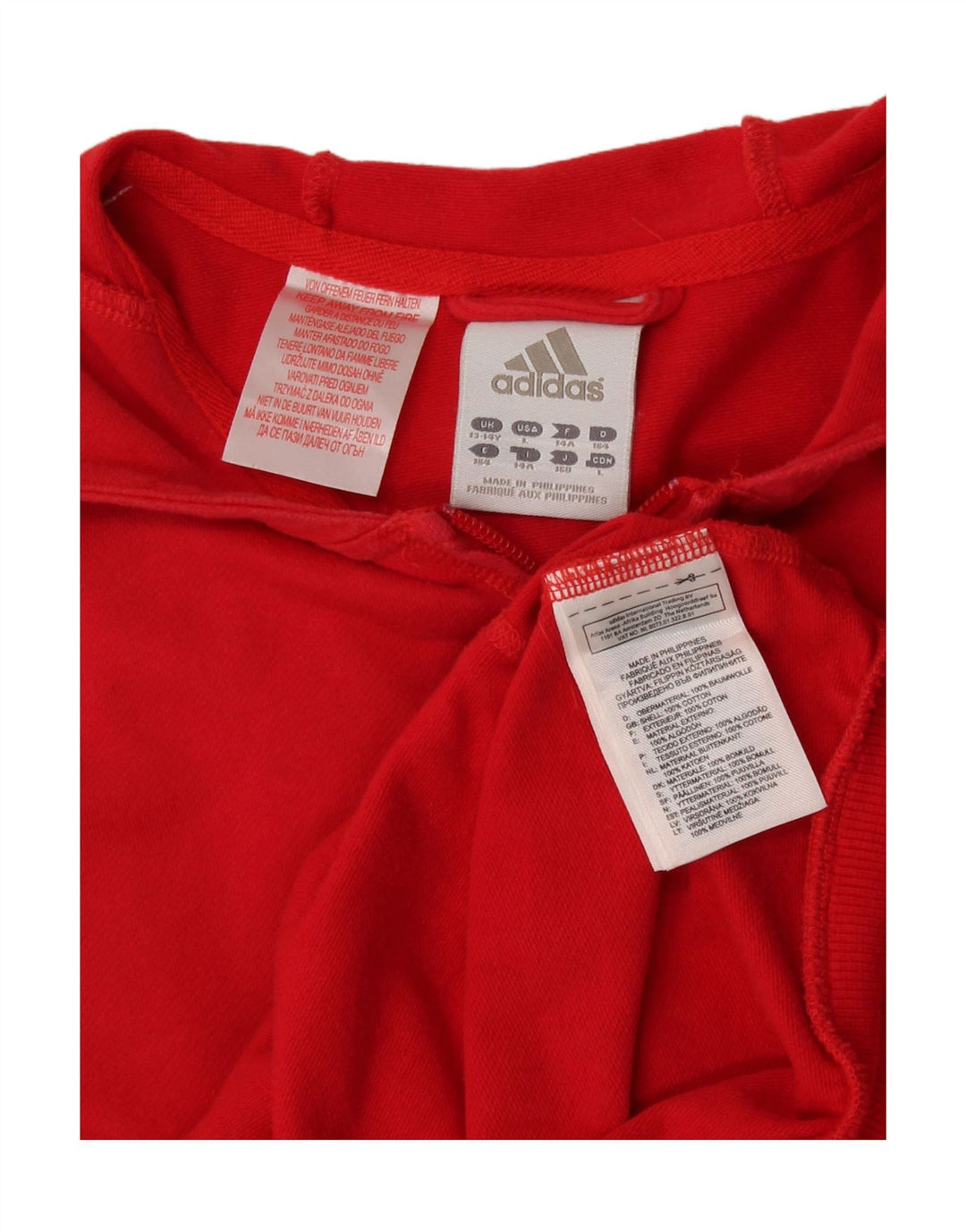 Adidas Fete Zip Hoodie Pulover 13-14 Ani Roșu Bumbac