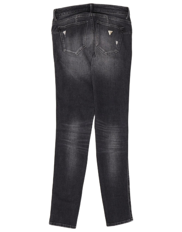 Blugi skinny pentru femei Guess Curve distressed W28 L30 bumbac negru