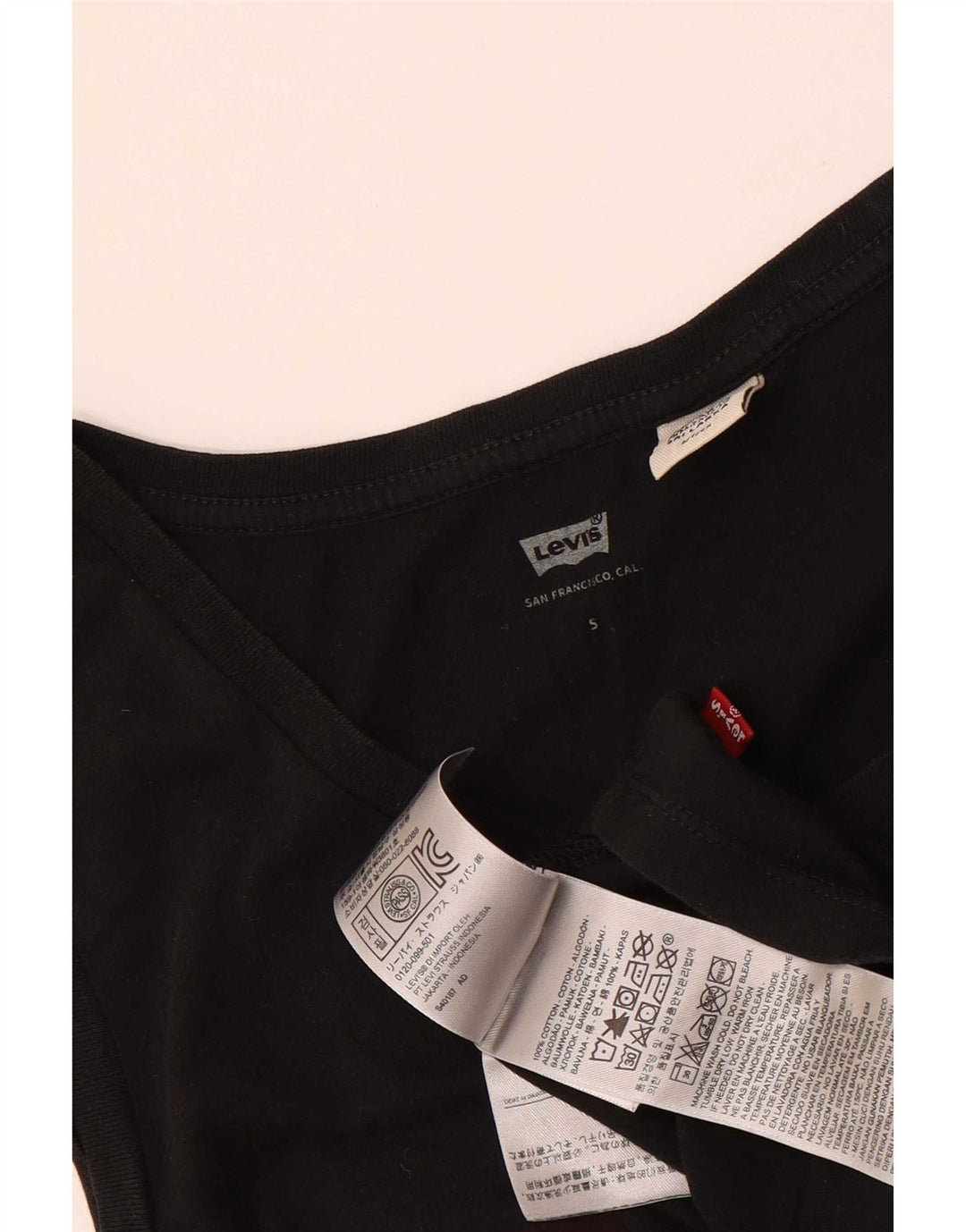 Levi's Womens Graphic Vest Top UK 10 Small Black Bumbac