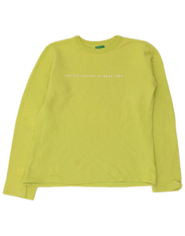 Pulover Benetton pentru fete cu grafic 11-12 ani XL bumbac verde