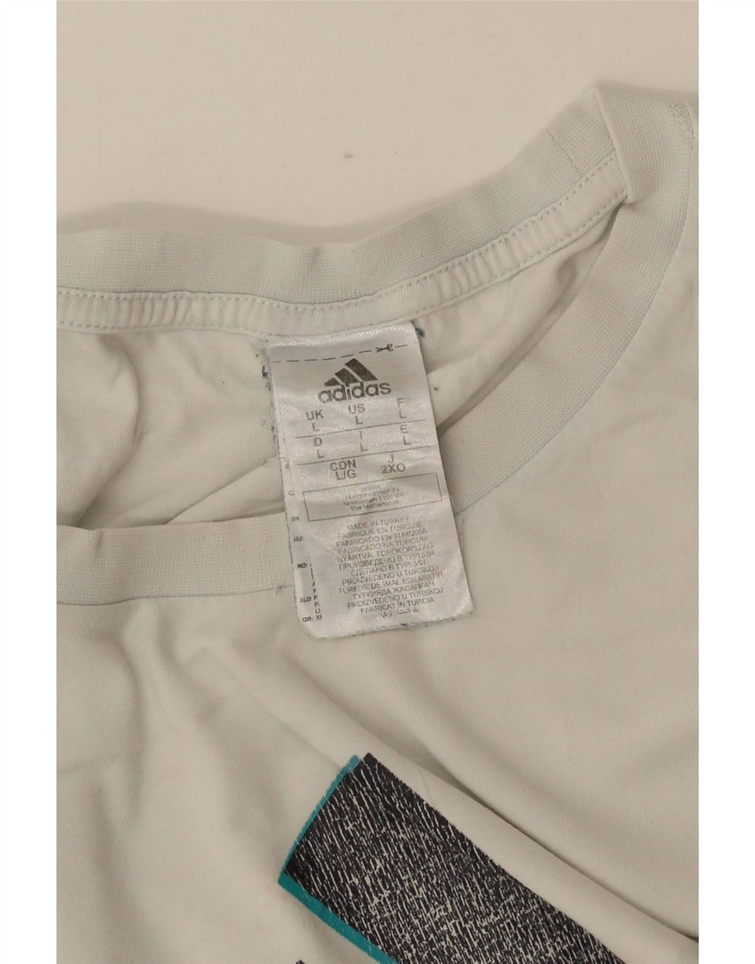 Tricou grafic ADIDAS pentru bărbați Top mare din bumbac alb