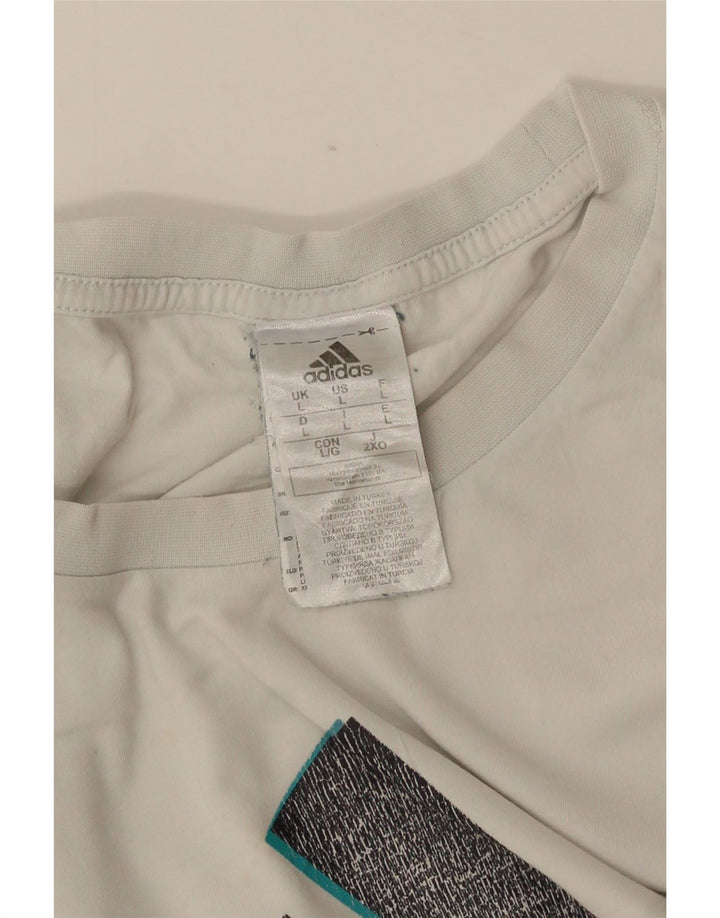 Tricou grafic ADIDAS pentru bărbați Top mare din bumbac alb