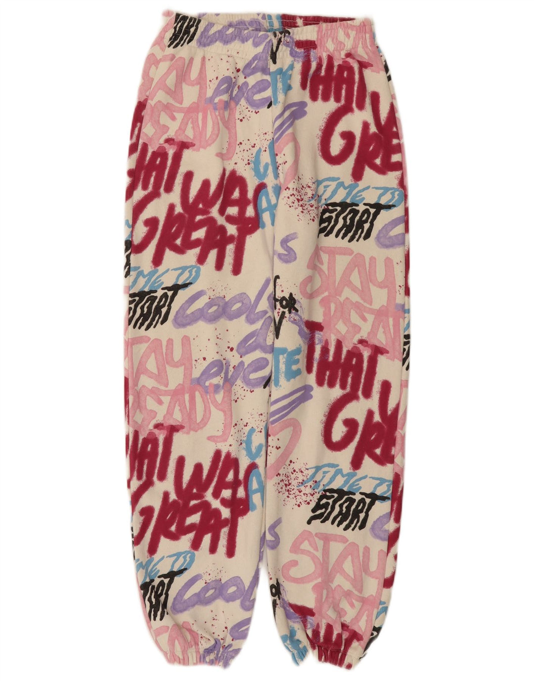 Pantaloni de trening cu grafica ZARA pentru fete Pantaloni de jogging 13-14 ani Bumbac alb