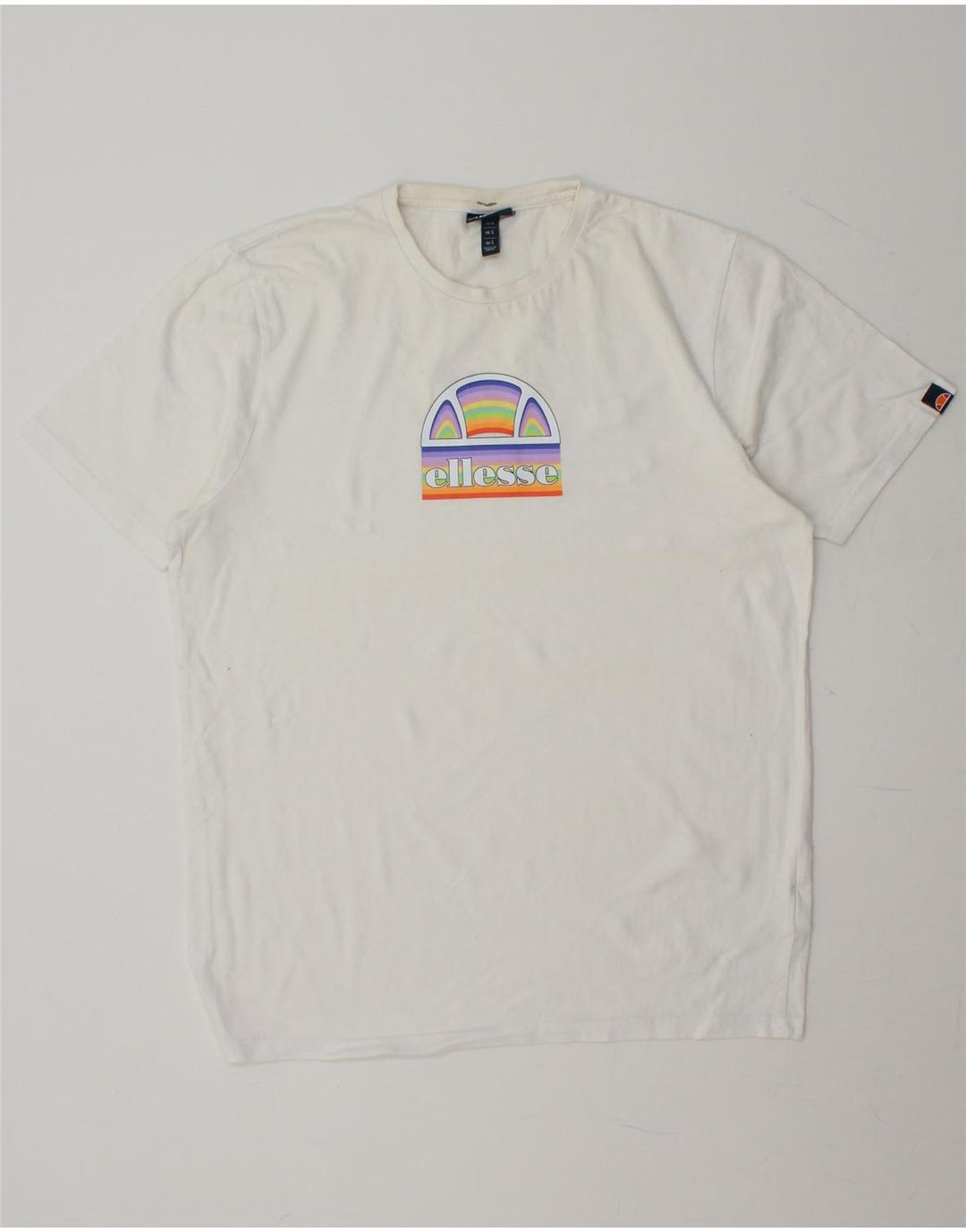 ELLESSE Mens Graphic T-Shirt Top Large White Cotton Vintage Ellesse and Second-Hand Ellesse from Messina Hembry 