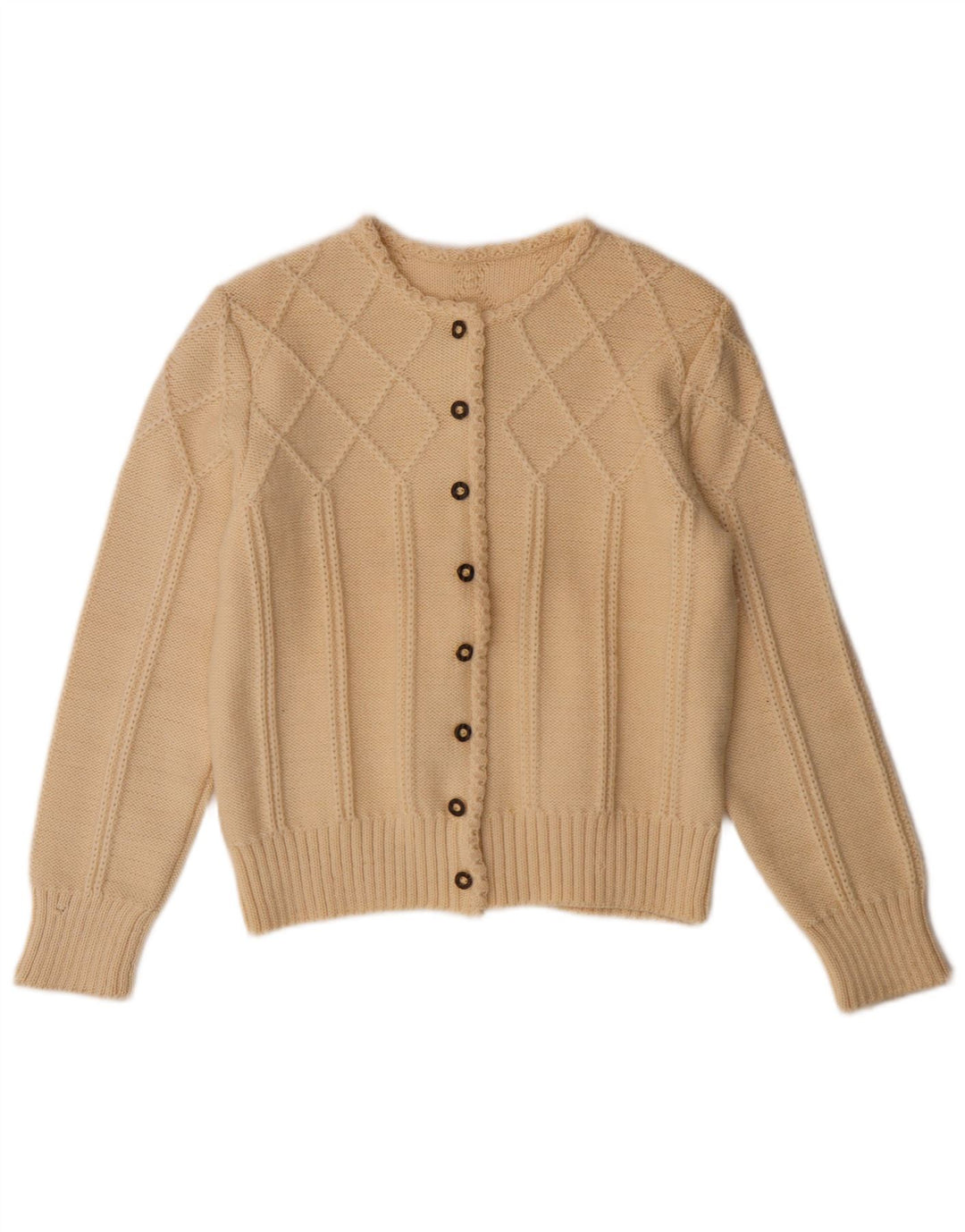 Pulover Cardigan Vintage pentru Damă UK 12 Mediu Lână albă