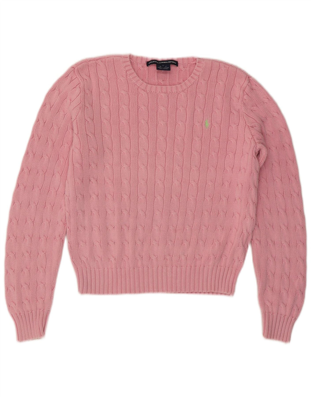 RALPH LAUREN Pulover Crop Crew Deck pentru femei UK 14 Roz mare