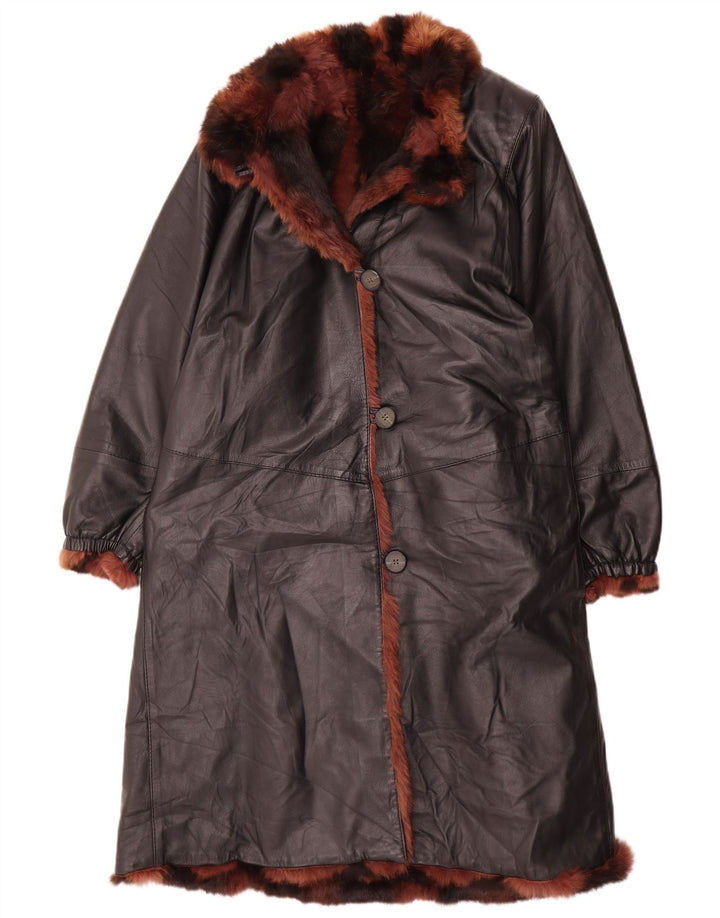 Palton supradimensionat din shearling pentru femei Fontani IT 44 piele maro medie