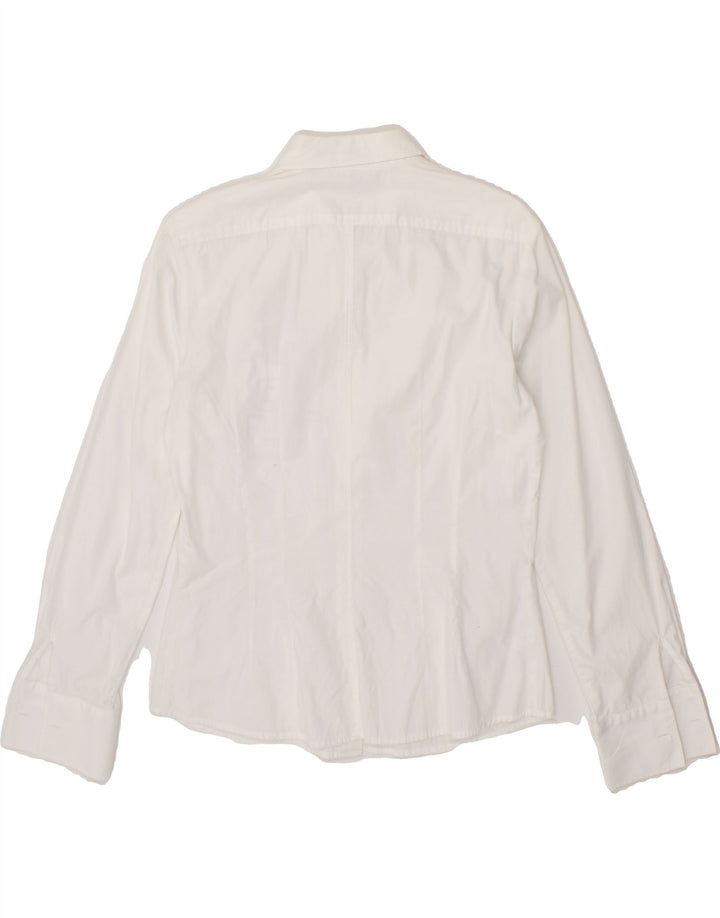 JOOP Womens Graphic Shirt UK 12 Medium  White Cotton Vintage Joop and Second-Hand Joop from Messina Hembry 