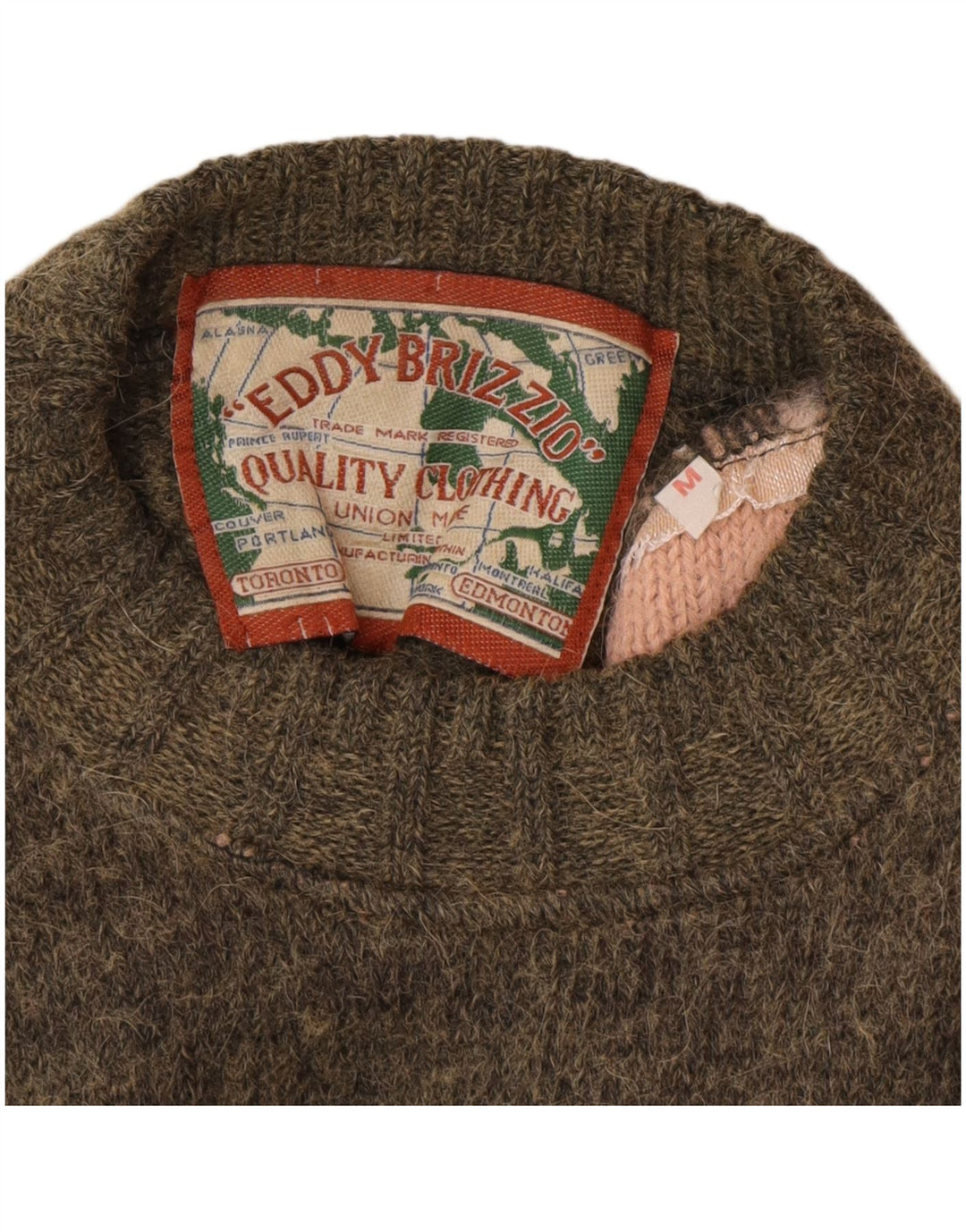 Pulover vintage pentru bărbați cu decolteu rotund, mediu kaki, Fair Isle