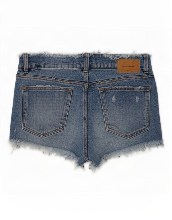 Pantaloni scurți din denim distressed Trafaluc pentru femei Zara EU 38 Small W28 Bumbac albastru