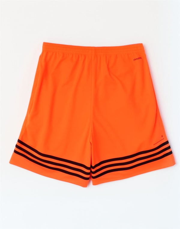 Pantaloni scurți sport pentru bărbați Adidas Climalite Sport din poliester cu dungi portocalii medii