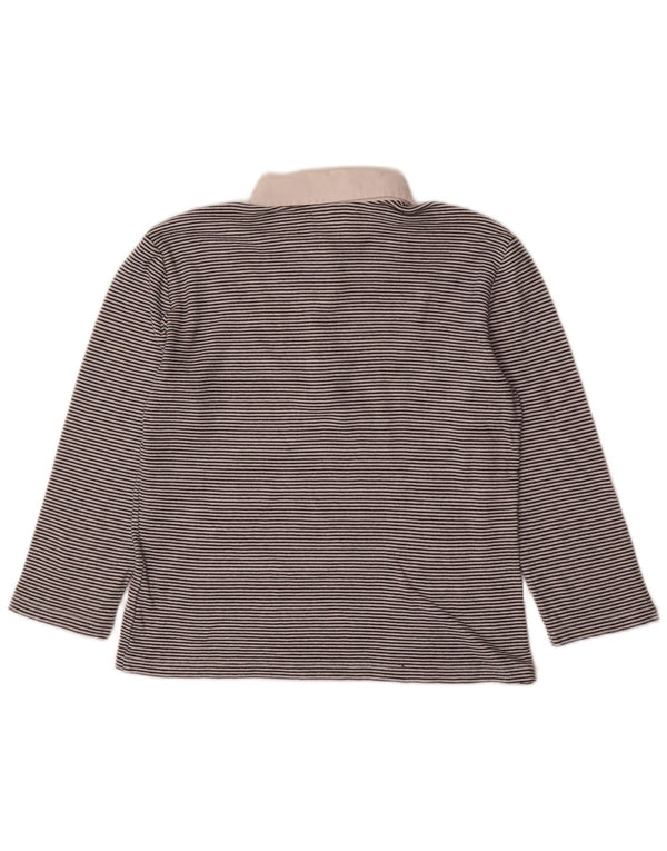 Cămașă polo pentru femei Chaps cu mâneci 3/4 UK 10 Bumbac cu dungi negre mici